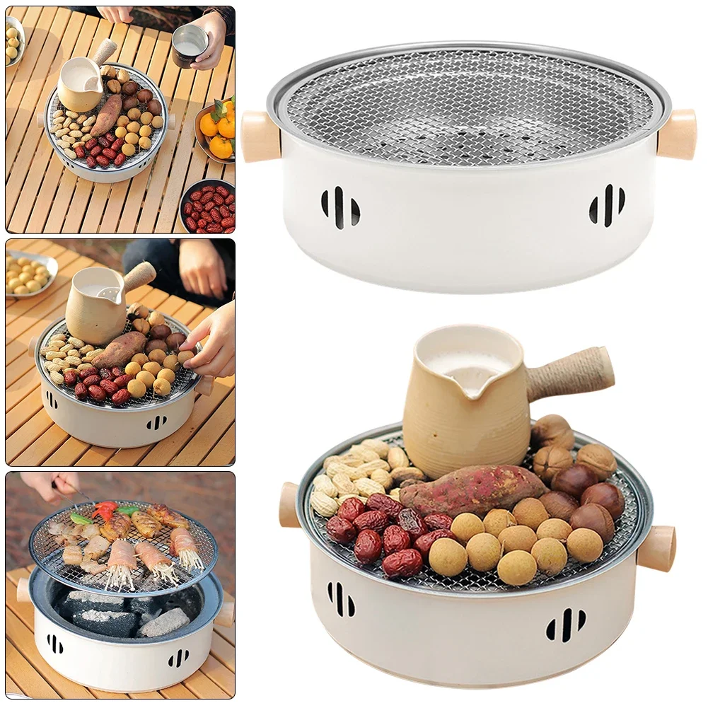 BBQ Charcoal Grill Portable Charcoal Barbecue Grill with Grill Net Barbecue Grill Pan Multifunction for Camping Picnic