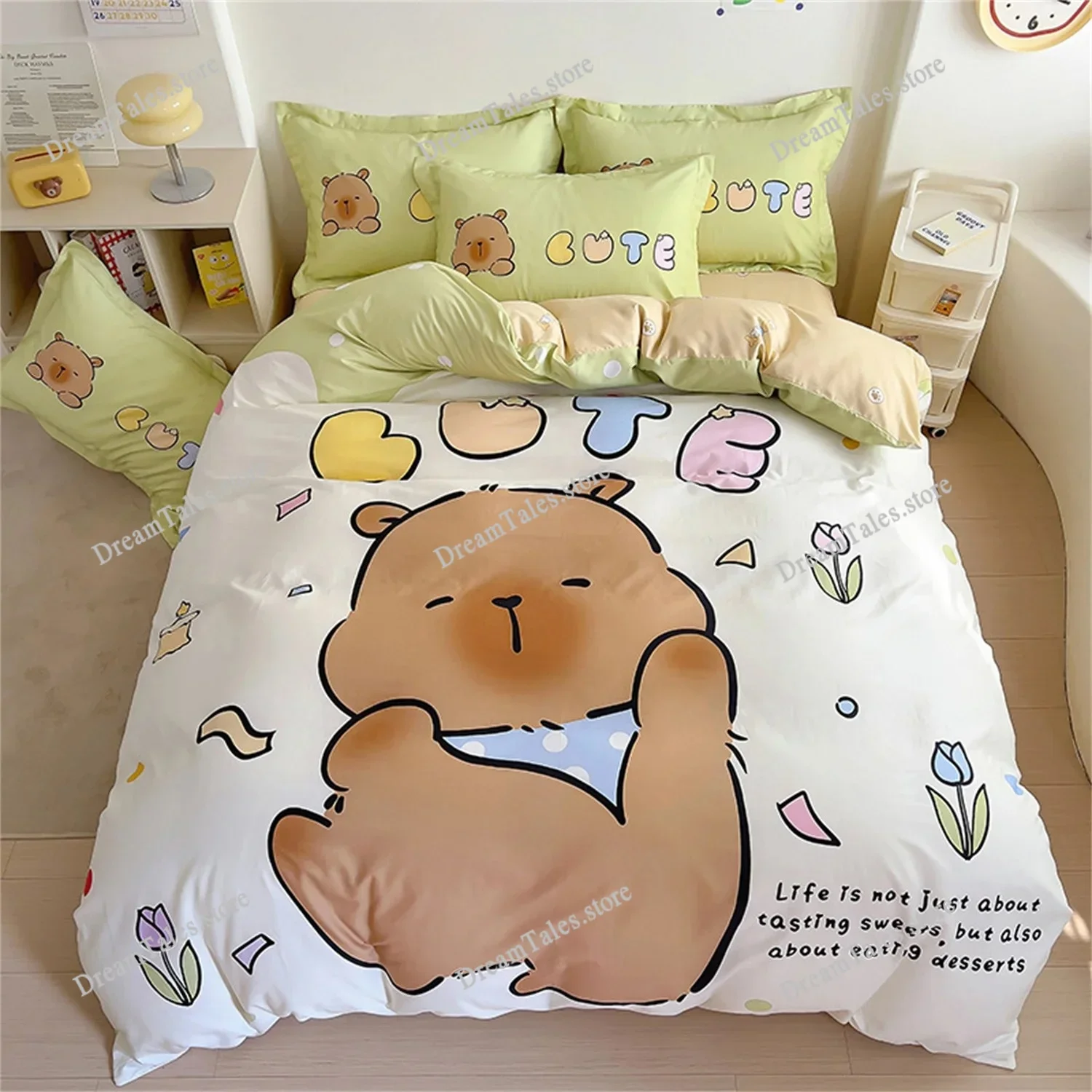 Capybara Bedding Set 3D Design Cute Animals Duvet Cover Set Microfiber Quilt Cover for Family,couple, Children Pillowcase King