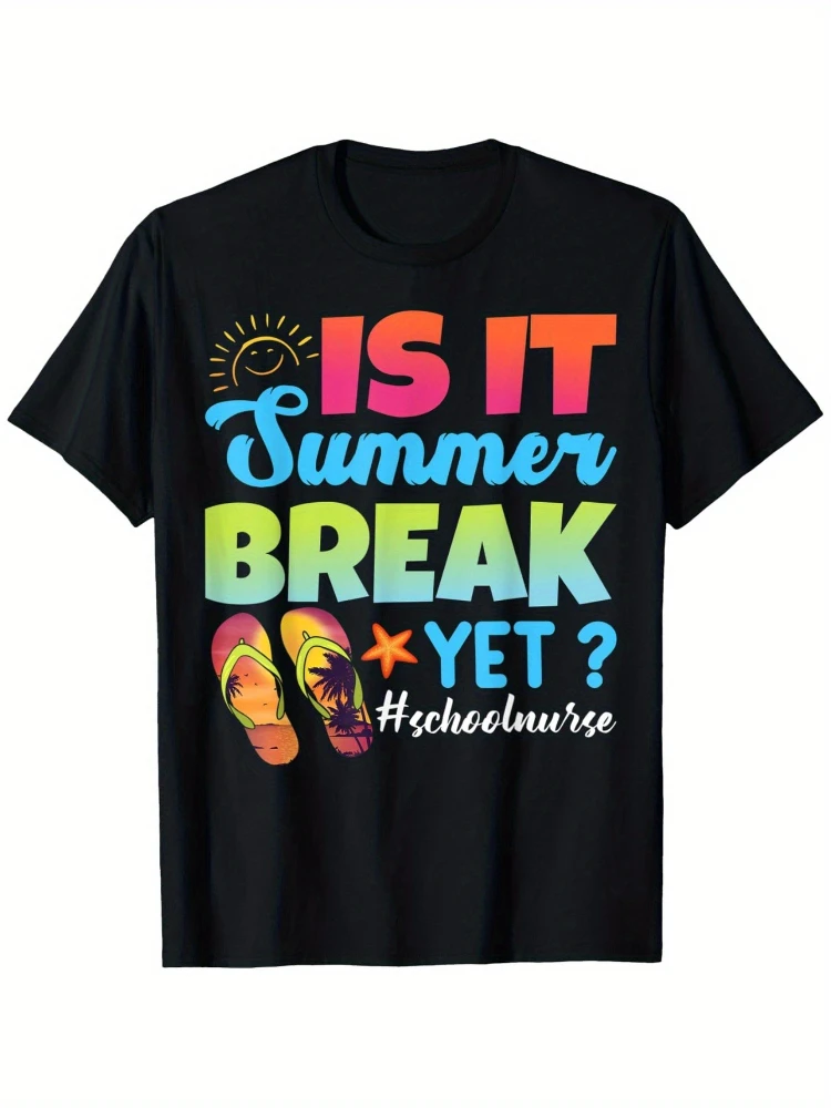 

School doctor pattern, with colorful flip-flops and fashionable glasses design, cotton short-sleeved printed T-shirt.