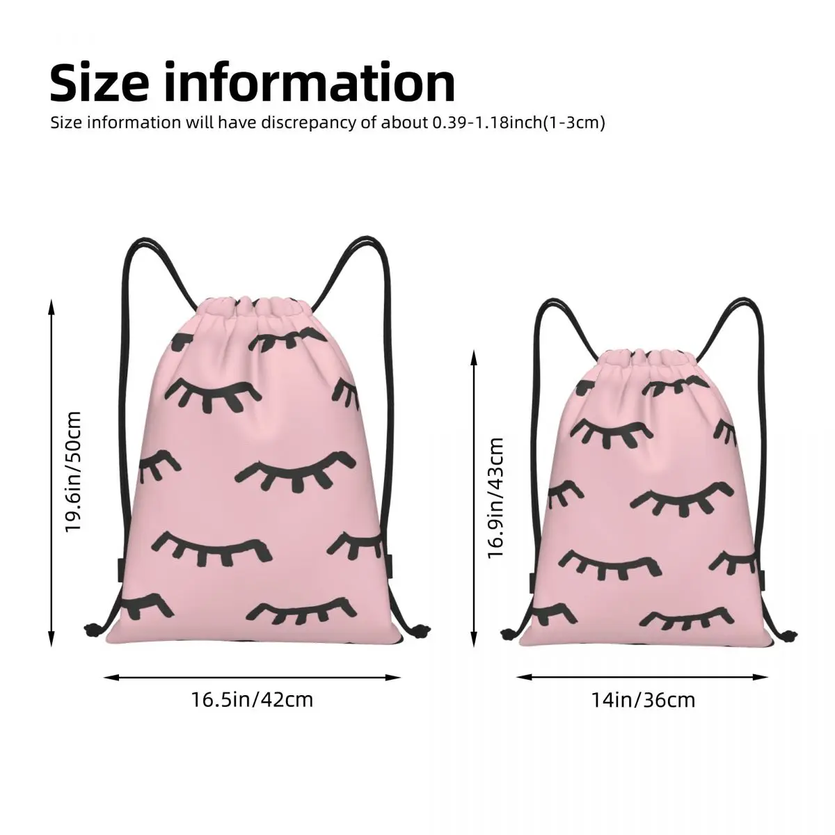 Eyelash Drawstring Backpack Gym Sports Sackpack Cartoon Beauty Glam Closed Eyes String Bag for Travel