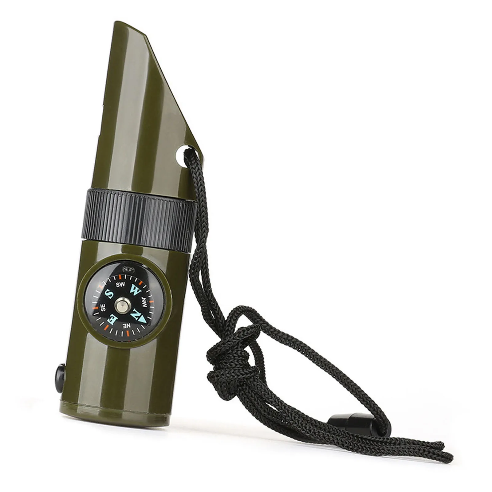 Gwizdek ratunkowy, kompas, lupa, latarka, pojemnik do przechowywania na wędrówki, eksploracje i wspinaczkę.