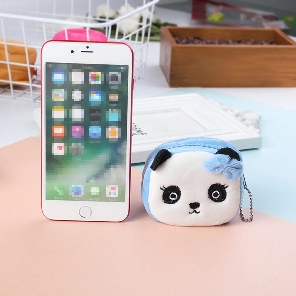1 mini city minimalist plush cartoon cute little duck frog puppy strawberry zipper pet snack bag coin wallet birthday gift key b