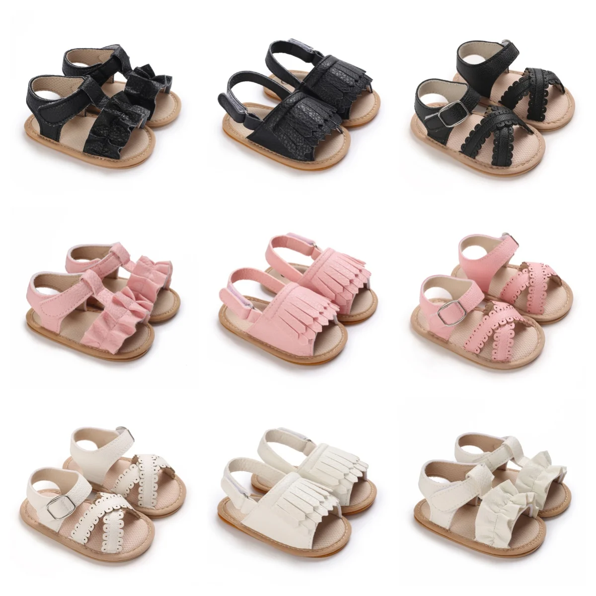 Cute and sweet spring and summer breeze, comfortable and breathable sandals for baby girls, suitable for 0-18 months of age