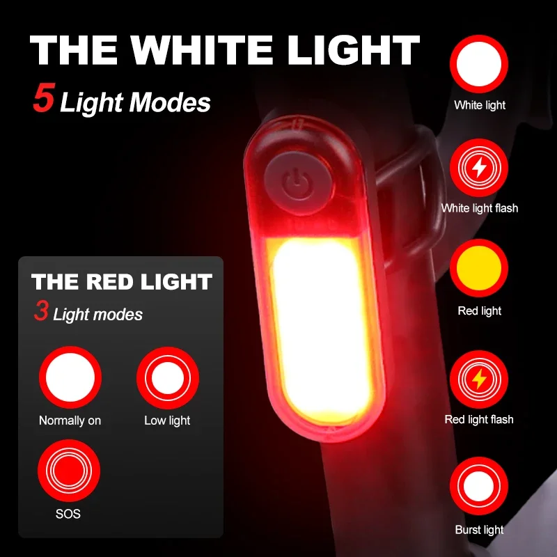 X-TIGER Bicycle Lights Multi-function Tail Light Red White Light 240° Wide-angle  Bike Rear Lamp For Seat Tube Helmet Handlebar