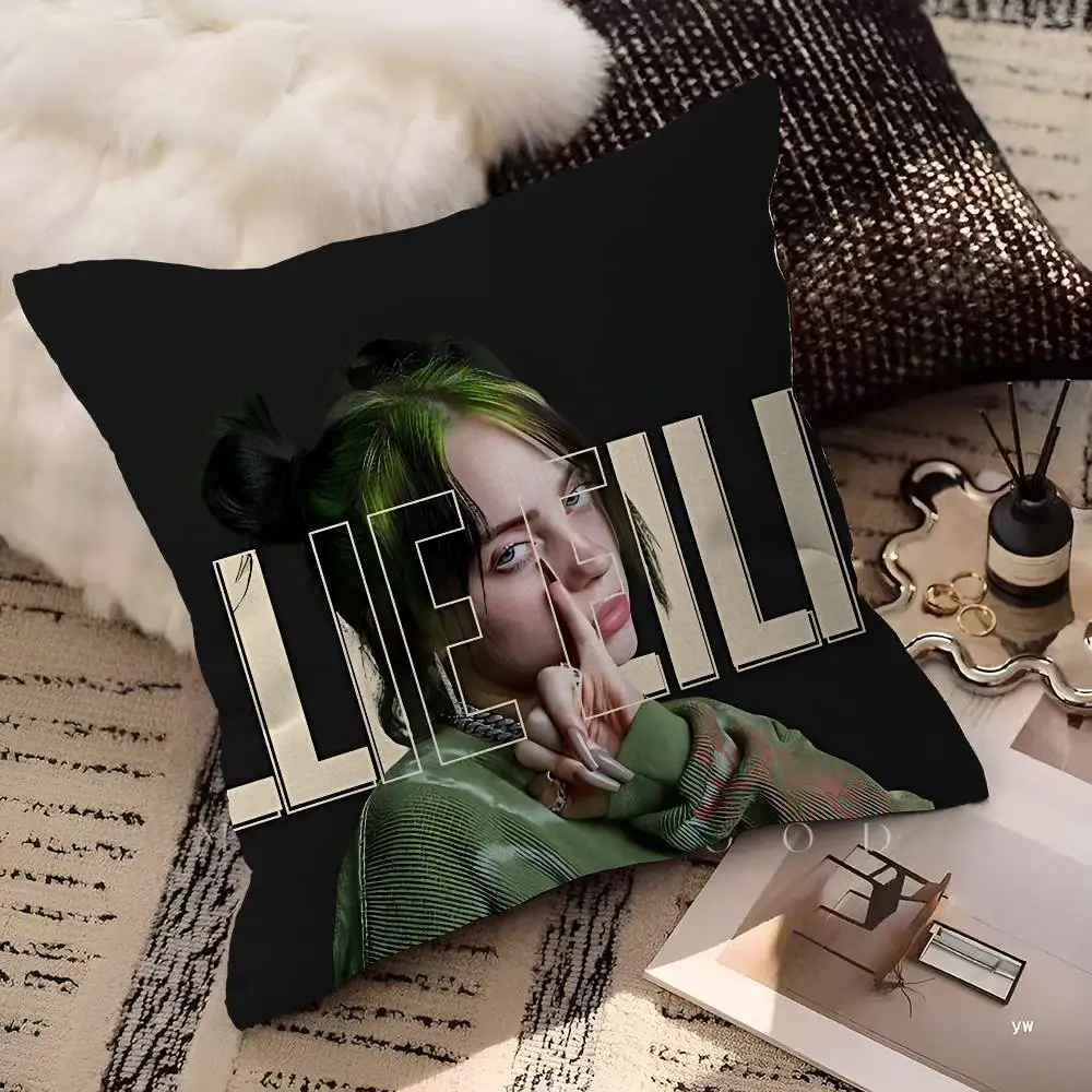 B-BillieS Singer E-EilishS Pillow Cushion Cover Pillowcase Living Room Sofa Home Decor Customized