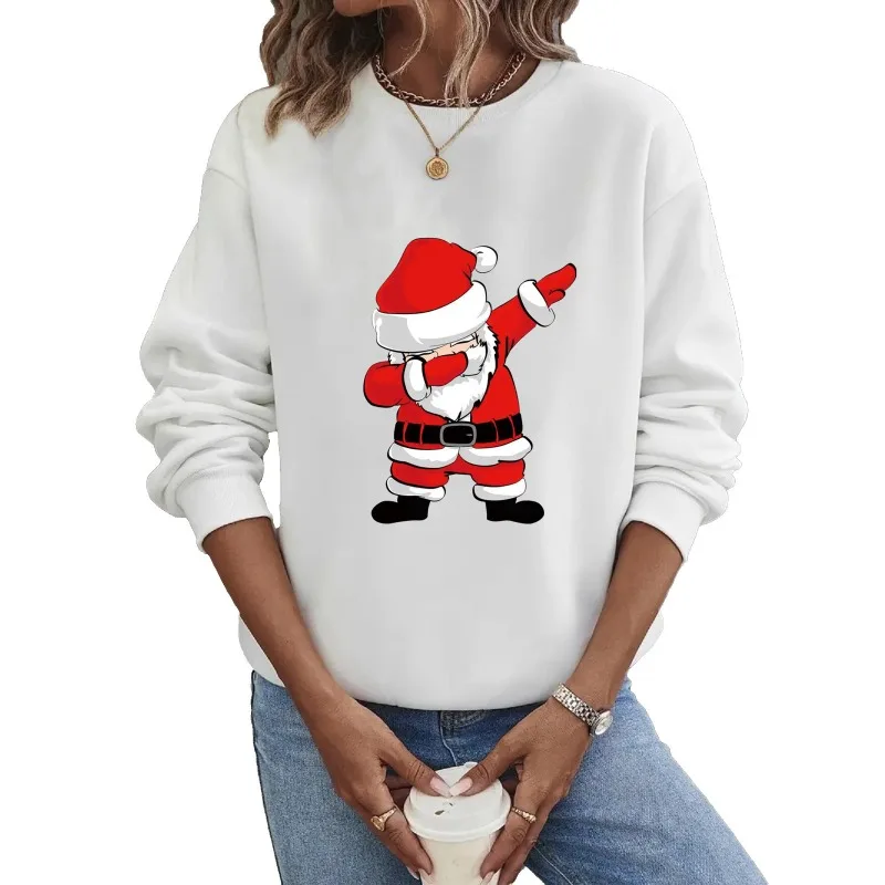 Crew-neck Hoodie Europe and The United States Christmas Long-sleeved Hot Casual Santa Claus Streetwear Women  Clothes