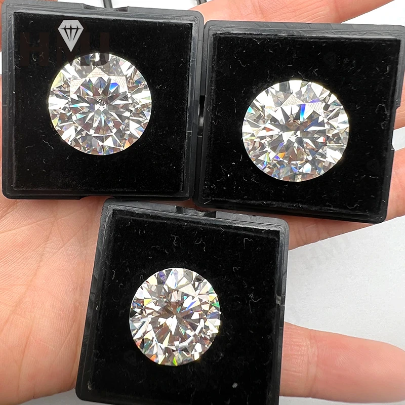 Moissanit HMJ, okrągły kształt, kolor D, czystość VVS1, 0.1-13CT z certyfikatem GRA, zaawansowane materiały do wyrobu biżuterii, zawieszki.