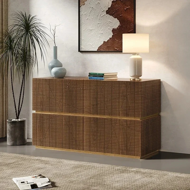 

Italian light luxury chest decorative storage porch solid wood carved storage drawer cabinet2003