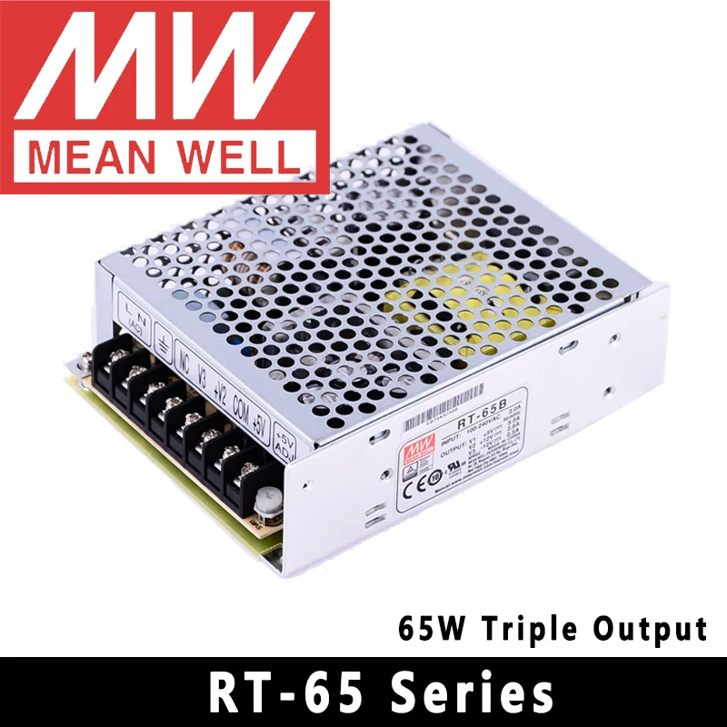 Original Mean Well RT-50/65/85/125 Series Meanwell AC/DC 5V/12V/15/V/24V Triple Output Switching Power Supply