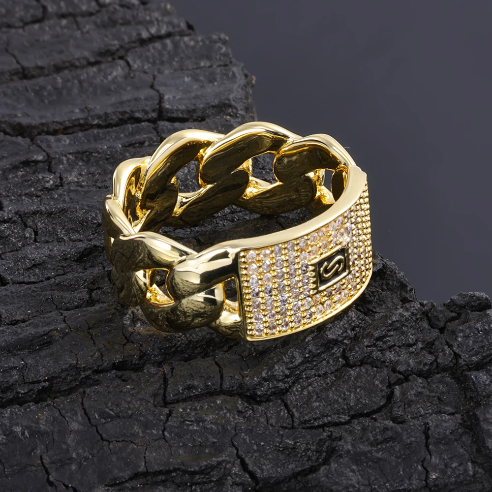 แหวนโมนาโกขนาดใหญ่ ESKEEM ประดับเพชร CZ สไตล์ฮิปฮอปคลาสสิก เรียบหรู สำหรับผู้ชาย