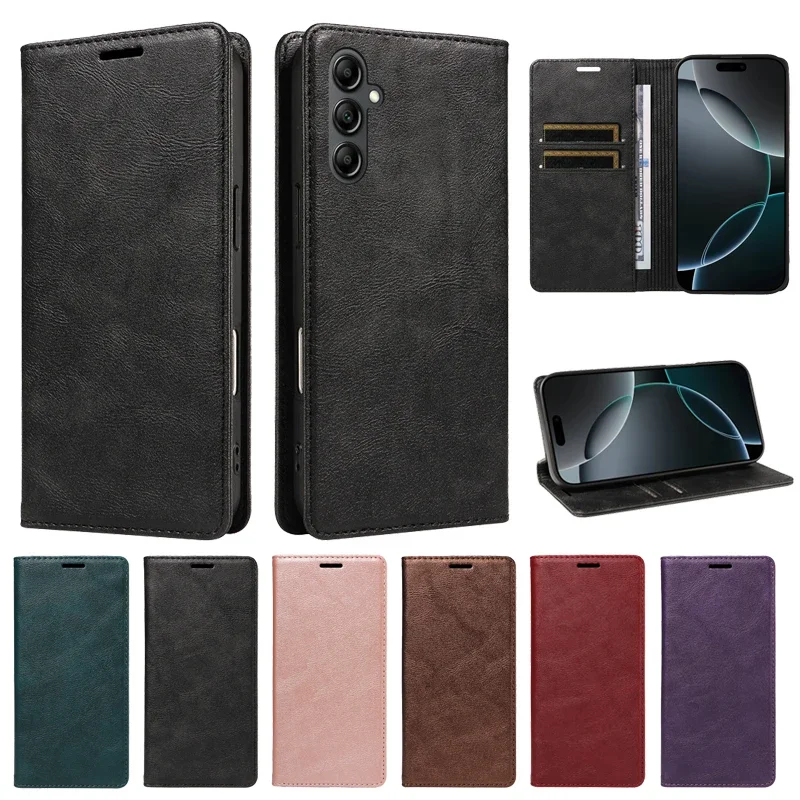 Flip Cover For Samsung Galaxy A14 A24 4G A04 A04S A34 A54 5G Double folding Process+Anti-theft Brush+Magnetic Case Wallet Cases