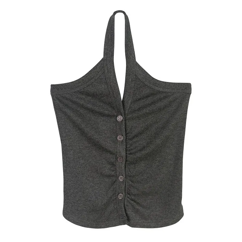 Korean Slim Sexy Pure Desire Style Hot Girl Feminine Short Halter Neck Tank Top For Women Fashion Women Tank Tops XGK8
