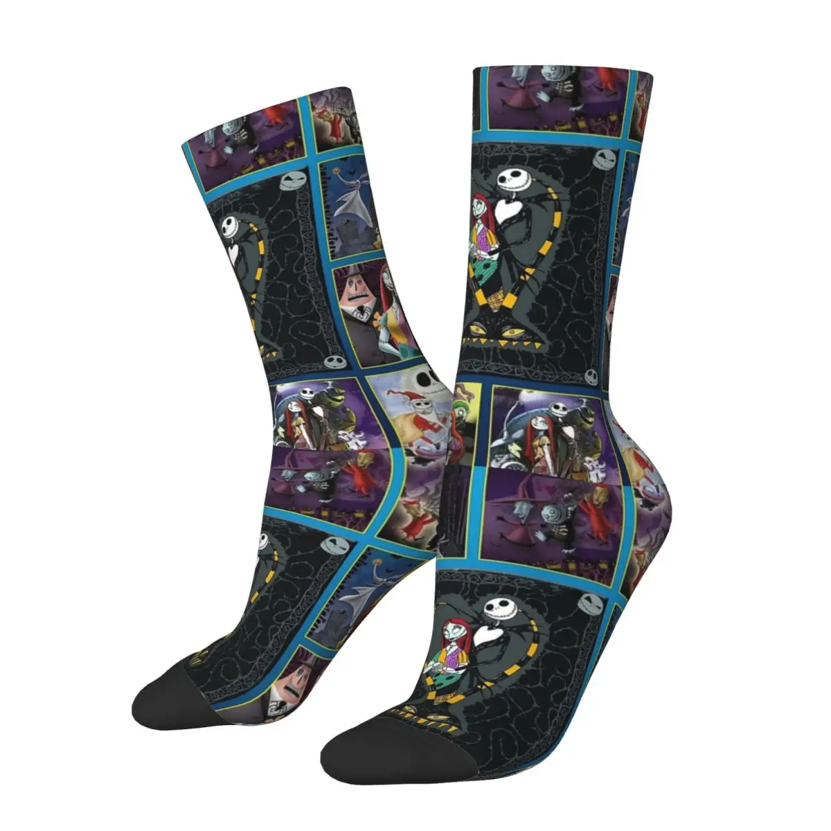 

Crazy Design Jack Skellington & Sally The Nightmare Before Christmas Soccer Socks Polyester Crew Socks for Women Men Breathable