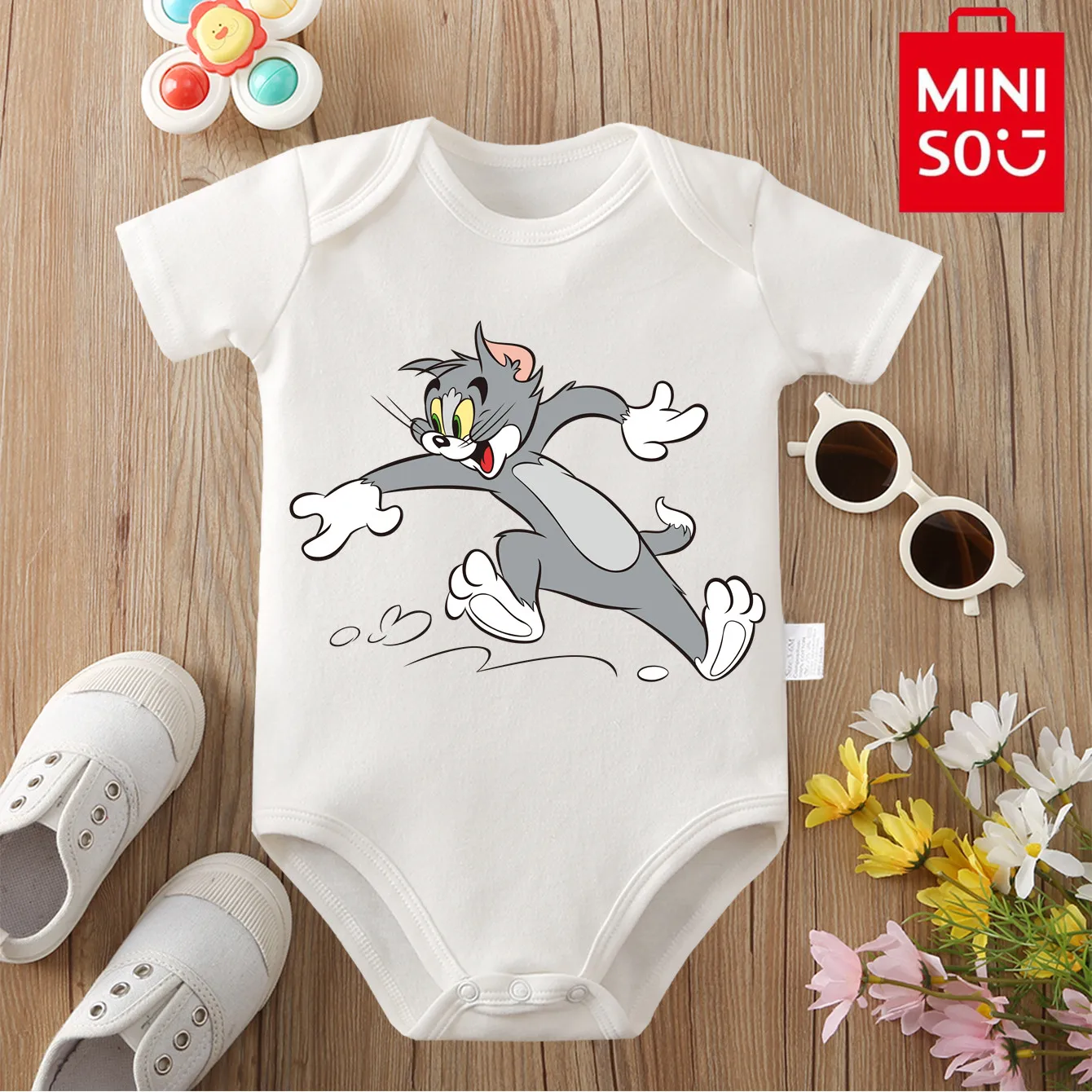 

Tom and Jerry&MINISO Pure Cotton Cloths Exquisite Cute Print Onesie Soft Bodysuit for Baby Jumpsuit for 0 To 12 Months Newborn
