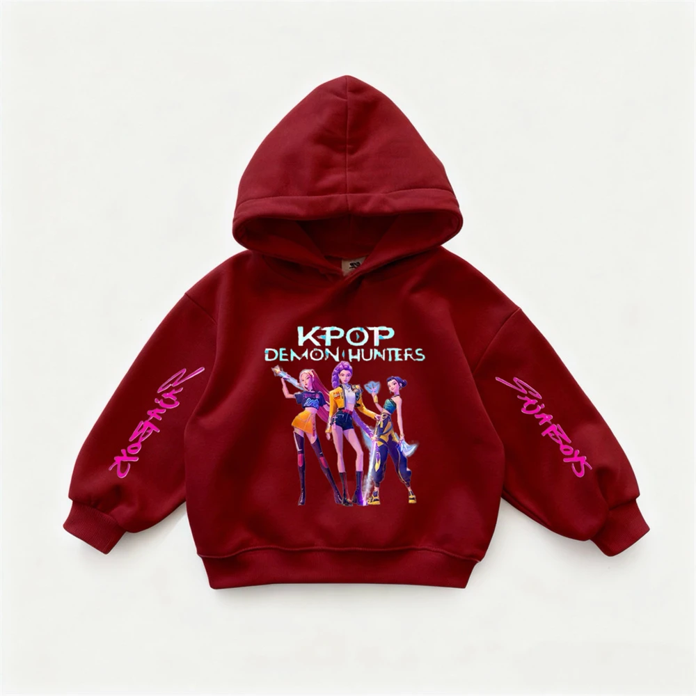 

Loose Casual Sports Tops Trendy Hooded Pullovers New Kpop Demon Hunters Clothing Print Sweatshirts For 2 3 4 5 6 7Years Child