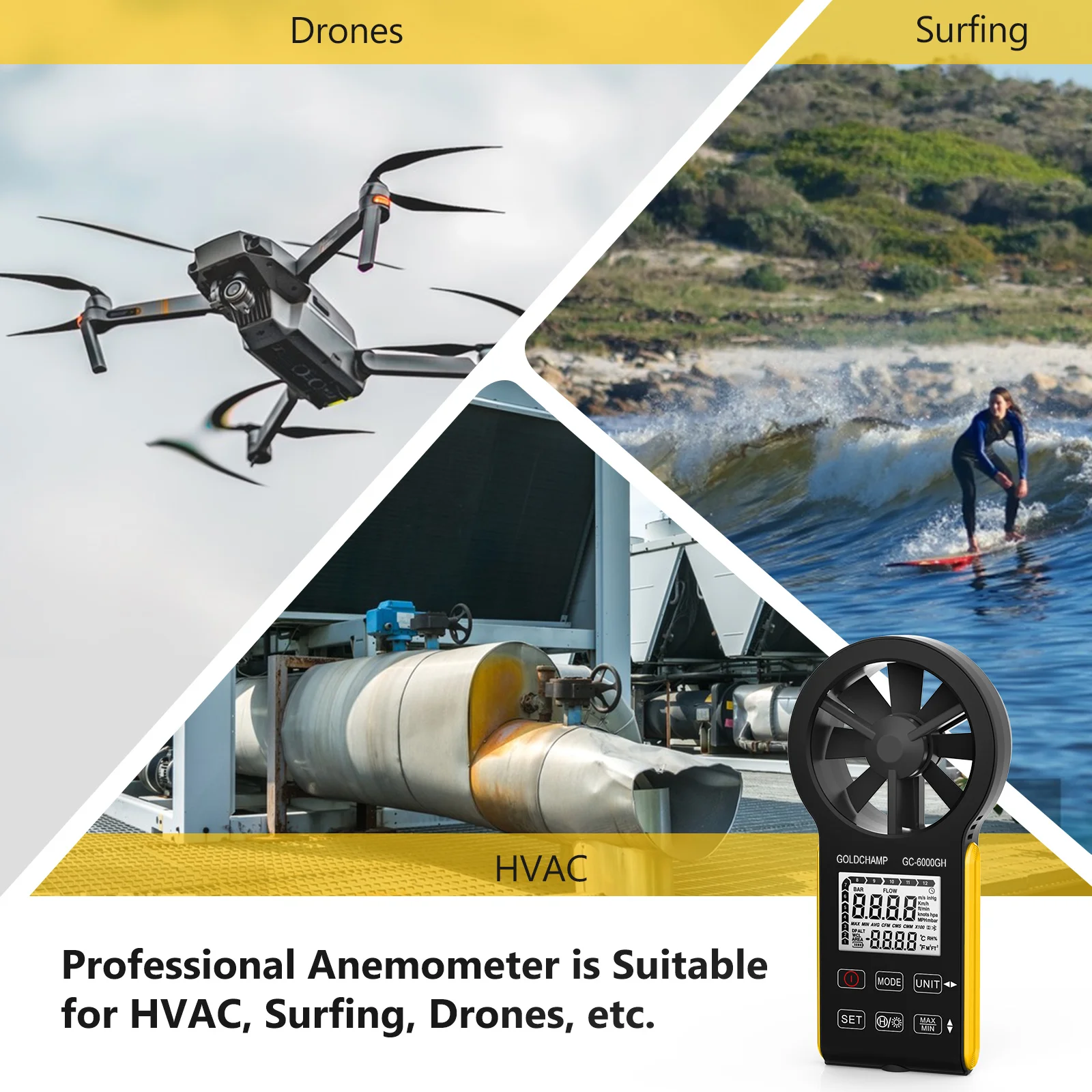 Best Smart Digital Anemometer Wind Speed Gauge HVAC Avg Air Volume CFM Altitude Barometric Pressure - Image 6