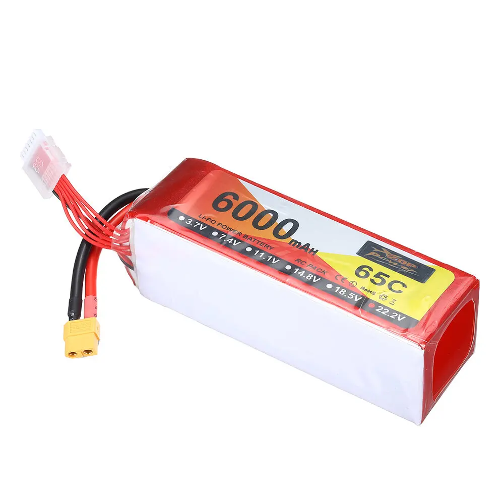 

ZOP Power 22.2V 6000mAh 65C 6S LiPo Battery XT60 Plug For RC Drone Car Quadcopter