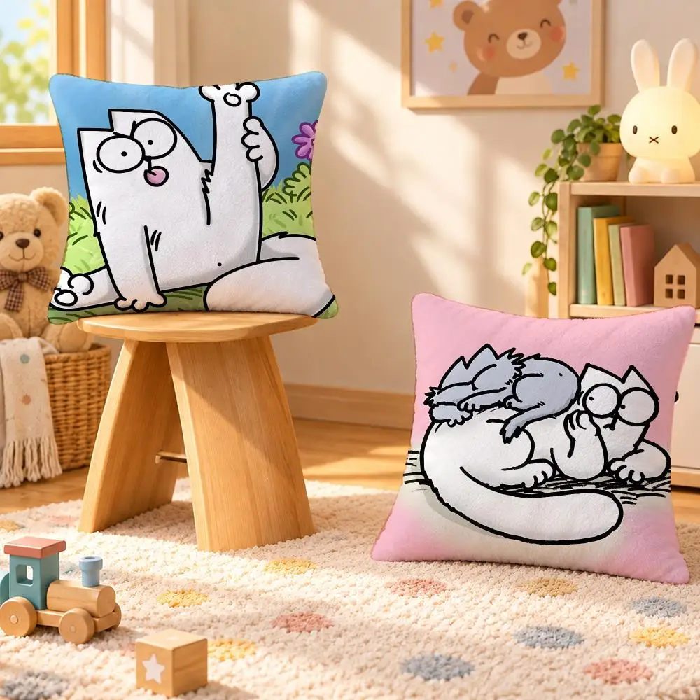 Cartoon Simons Cat Funny Art Cushion Cover Personalized Soft Plush Pillow Living Room Home Sofa Bedroom Office Car Cushion