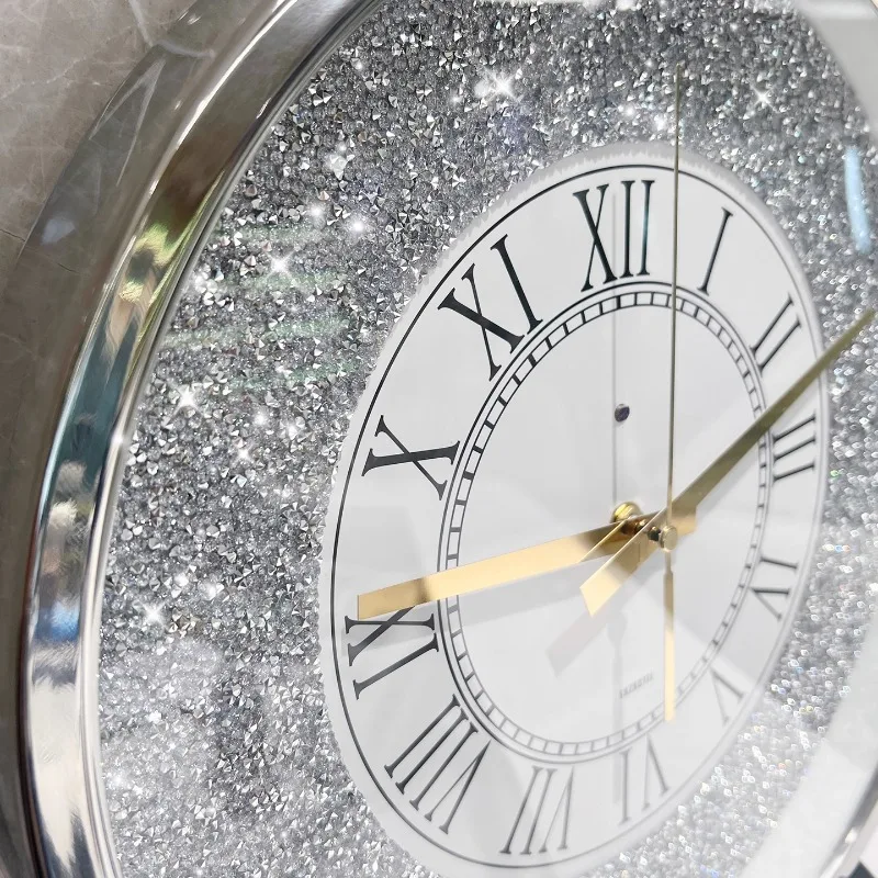 High-end light luxury desktop clock, diamond bright shining countertop clock, satellite suitable for bedrooms and living rooms