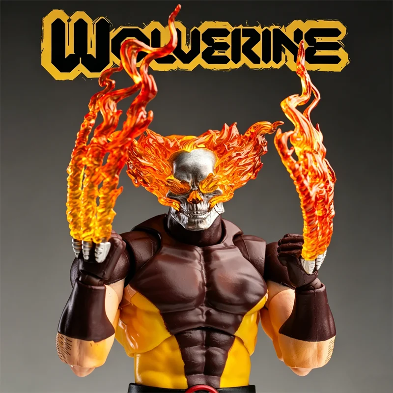 CT Toys X-Men Logan Hellfire Ghost Rider Wolverine Posable Action Figure With Fire Skull Head Flame Claw Accessories Collectible view 2