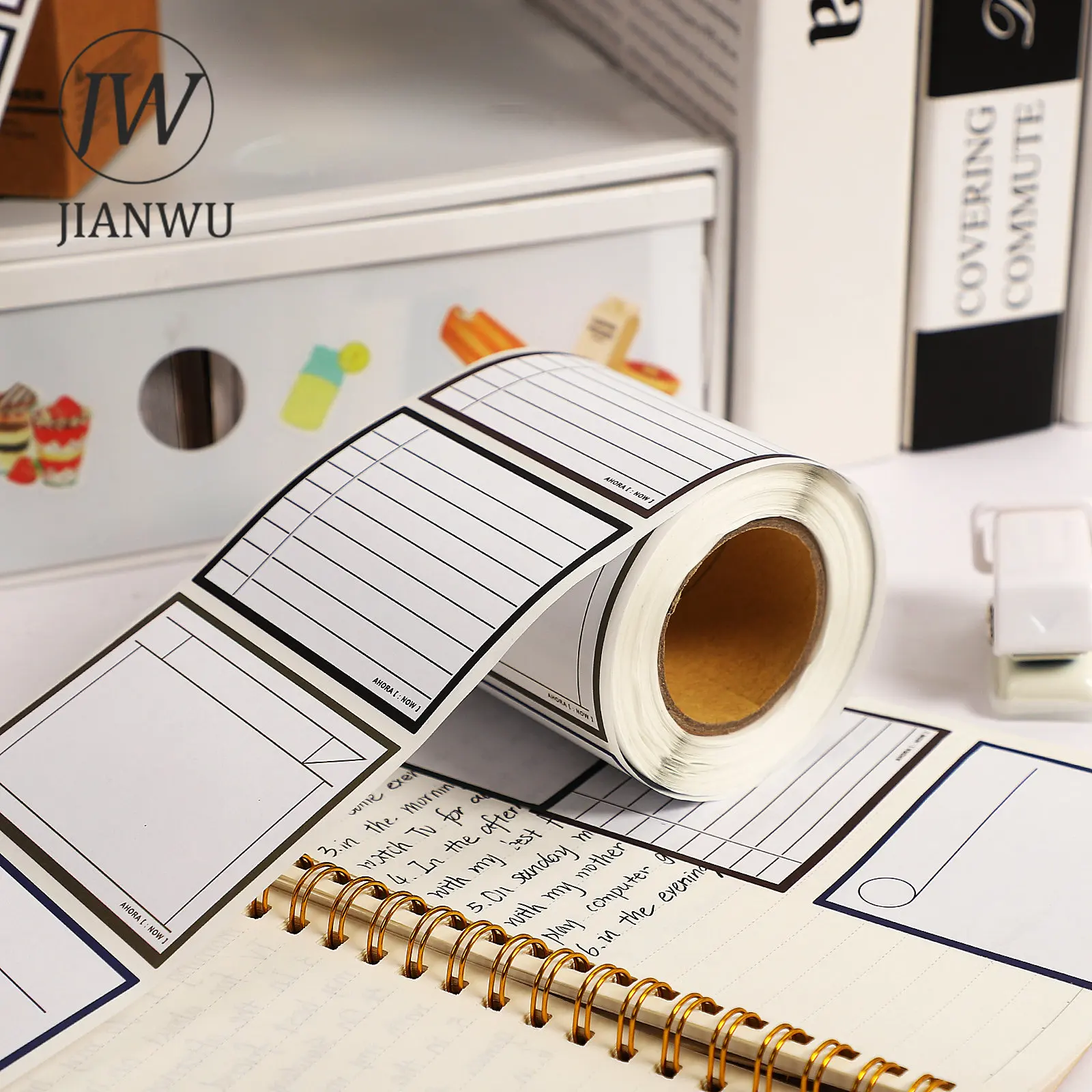 JIANWU 250 Sheets Pull Out Design Sticky Notes Box Creative DIY Memo Pad Roll Stationary Student Supplies