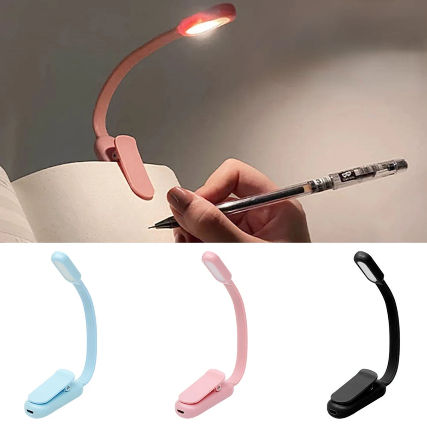 New Enhanced Portable Mini LED Clip-On Reading Lamp with Versatile Lighting Options - USB Rechargeable, Compact Design, Adjustab