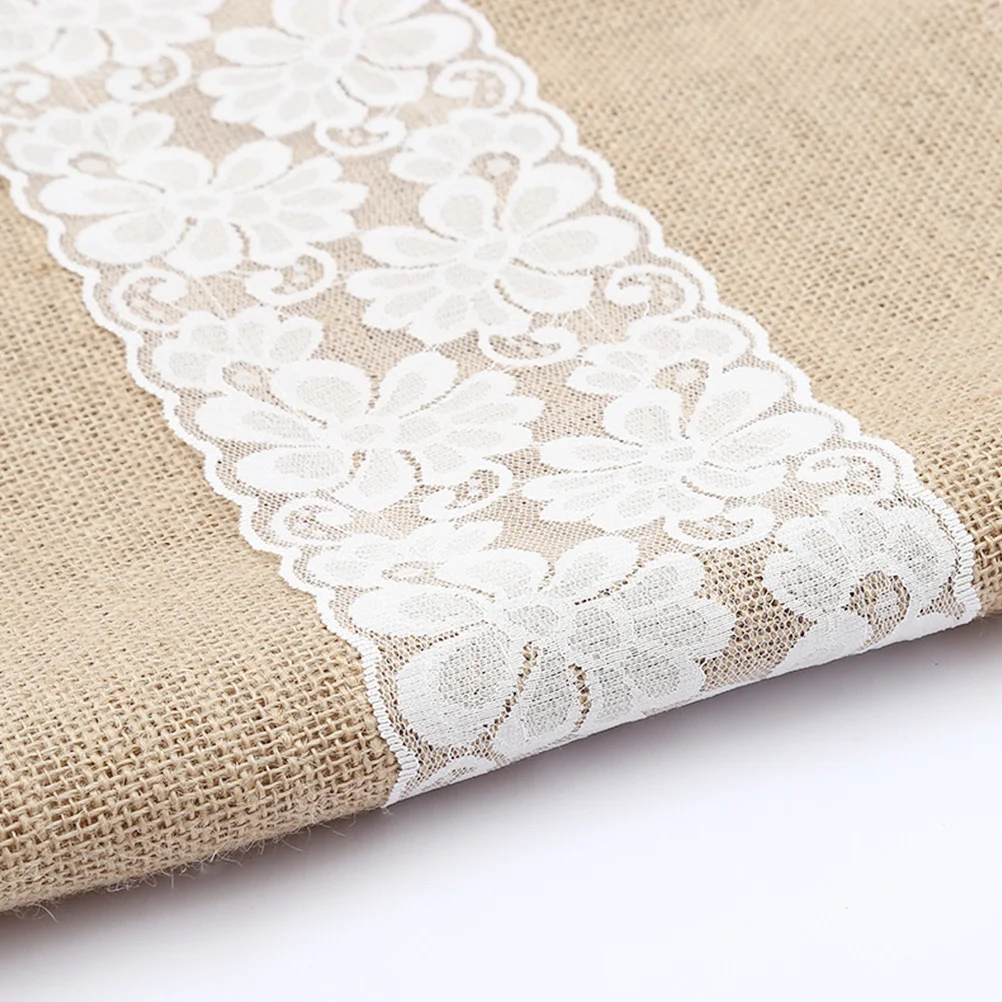 

Decorative Wedding Lace Table Cover Jute Fabric 30x180cm Party Tablecloth Romantic Table Decor Lace Tablecloth