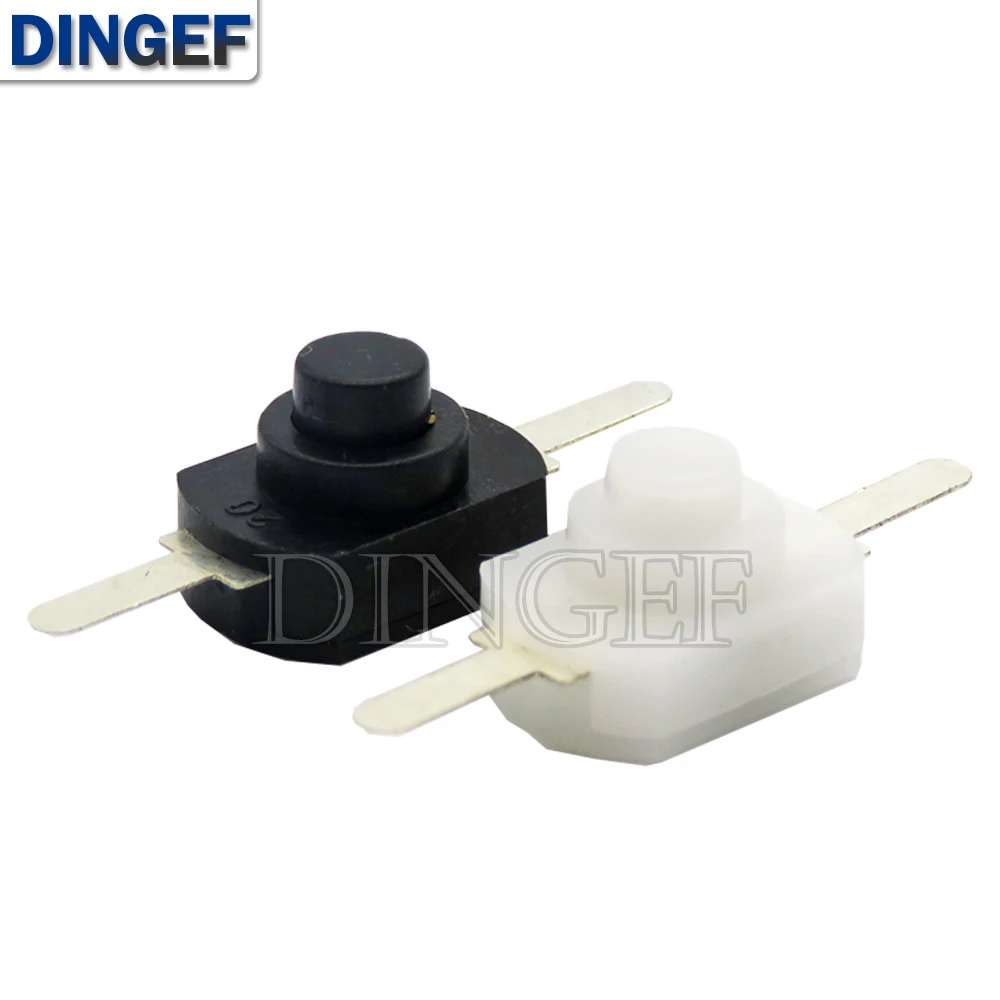 10 unids/lote interruptor de linterna 12*8MM Mini interruptor de botón encendido apagado 1208YD autobloqueo para antorcha eléctrica DC 30V 1A negro