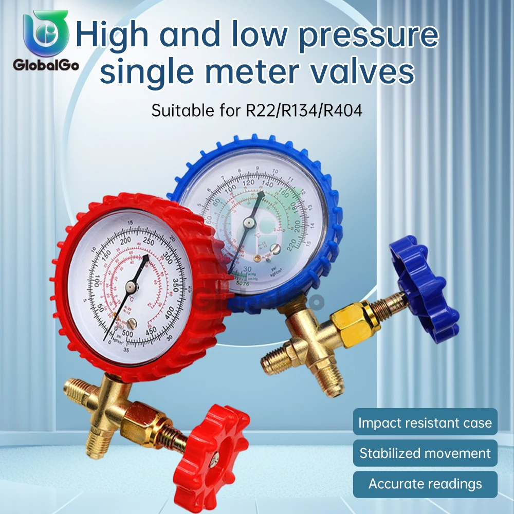 220PSI 500PSI Air Conditioning Refrigerant Recharge Pressure Gauge Manometer Manifold Gauge For R22 R134 R404