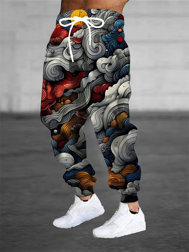 الربيع/الخريف ثلاثية الأبعاد مطبوعة سراويل تقليدية رجالية في الهواء الطلق الشارع الشهير الهيب هوب واسعة الساق السراويل المألوف الرجال تنفس السراويل الطويلة