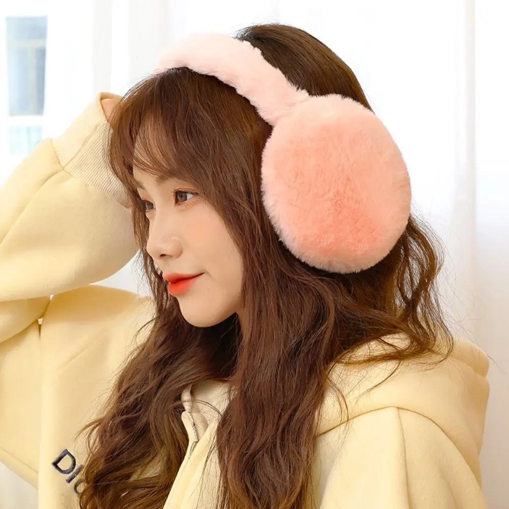 Cute Warm Plush Ear Warmer Folding Cold Protection Winter Earmuffs Thickened Solid Color Ear Cover Men