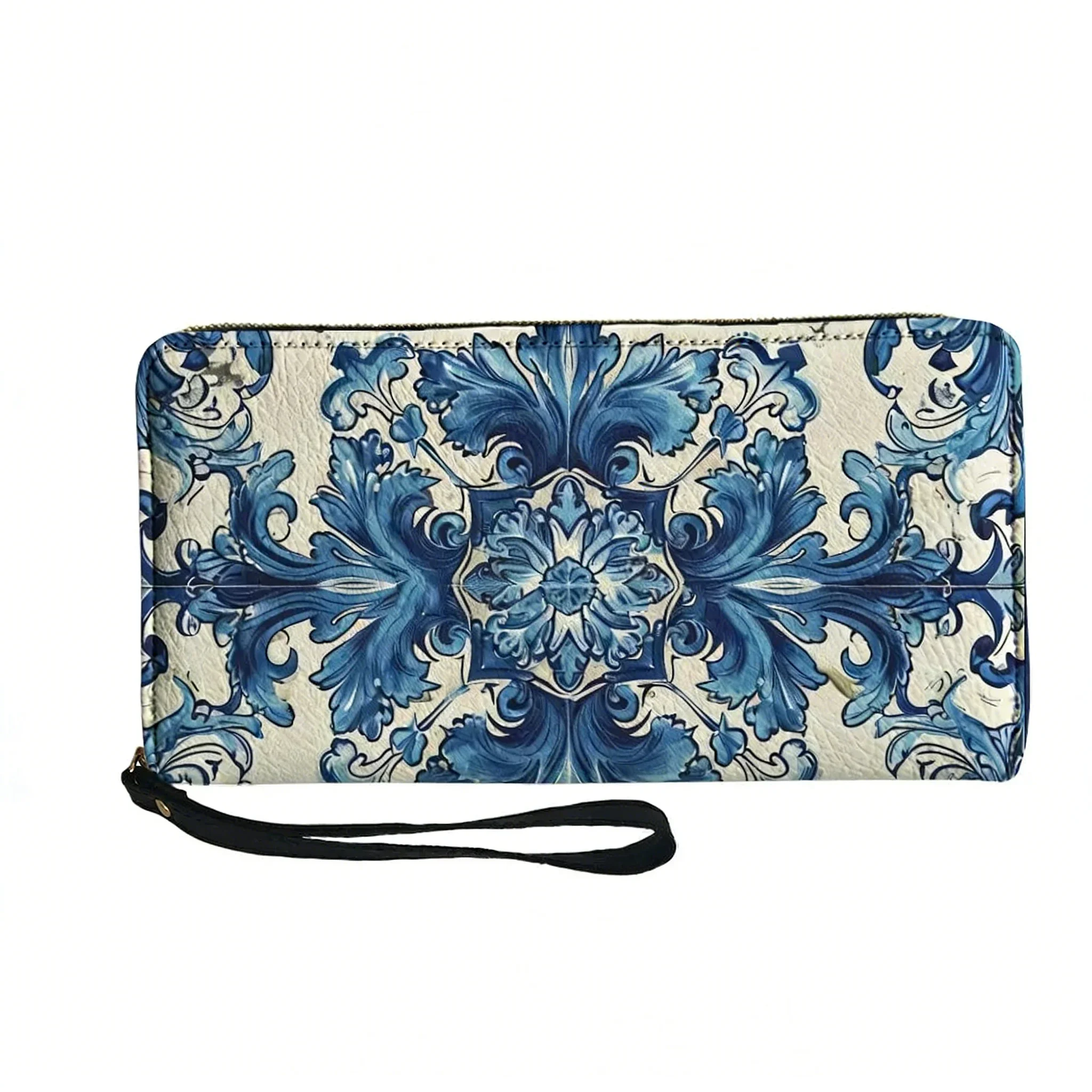 

Blue and white porcelain Printing Custom Wallet Purse Mens Womens Zipper Long Wallets Double Muslim Printed Wallet Gift Bag