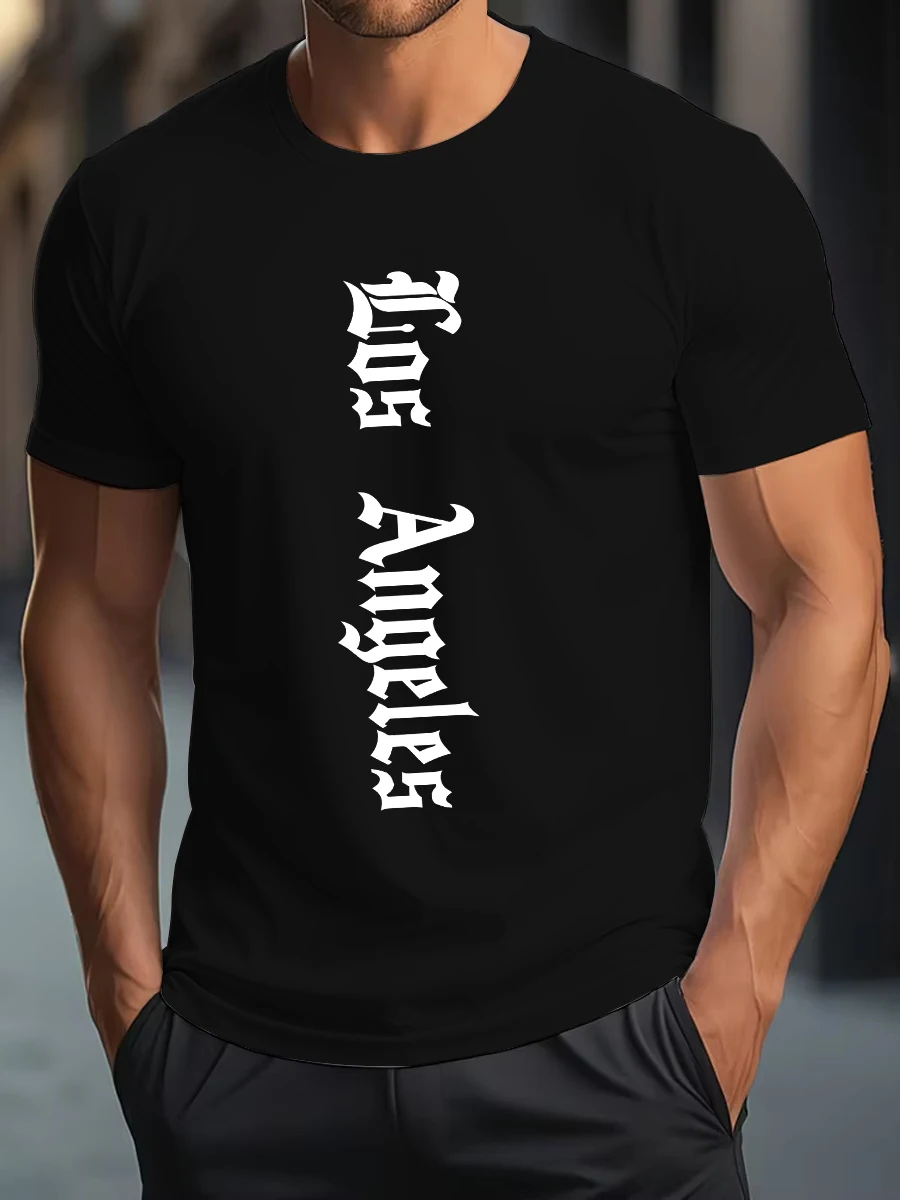 

Los Angeles Graphic Print Summer Men's T shirt Fashion Unisex Round Neck Short Sleeve Polyester Material Quick Dry Men Clothing