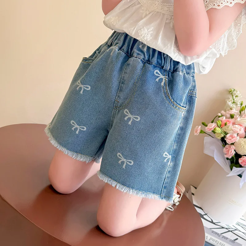 Girls' Denim Shorts Summer 2026 New Children's Foreign Style Sweet Summer Clothes Baby Fashionable Thin Casual Pants