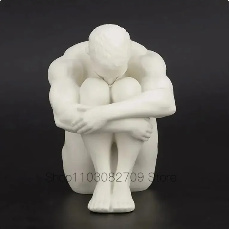 

Creative Matt Glaze Ceramic Nude Male Sculpture Body Art Statue Abstract Thinker Figurine Home Decoration Bar Crafts