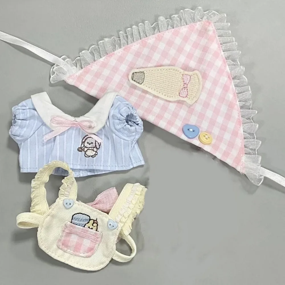 Vêtements de cuisine en coton de 10cm, foulard, tablier, vêtements de poupée, costume de poupée de dessin animé, ensemble habillé, cadeau pour enfants