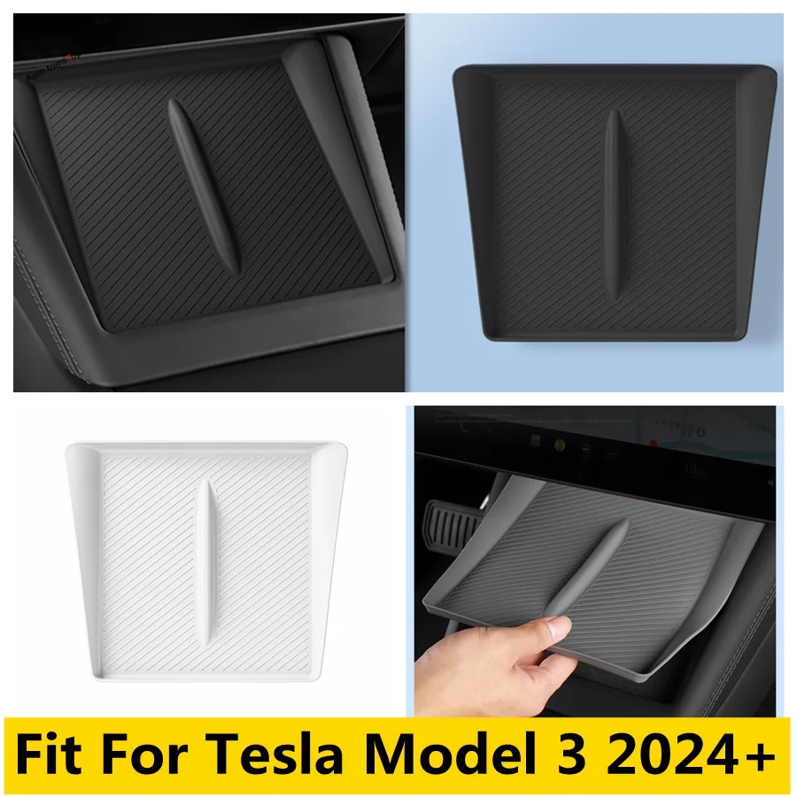

Central Control Wireless Silicone Pad Phone Holder Mat Decoration Frame Cover Fit For Tesla Model 3 2024 + Car Accessories