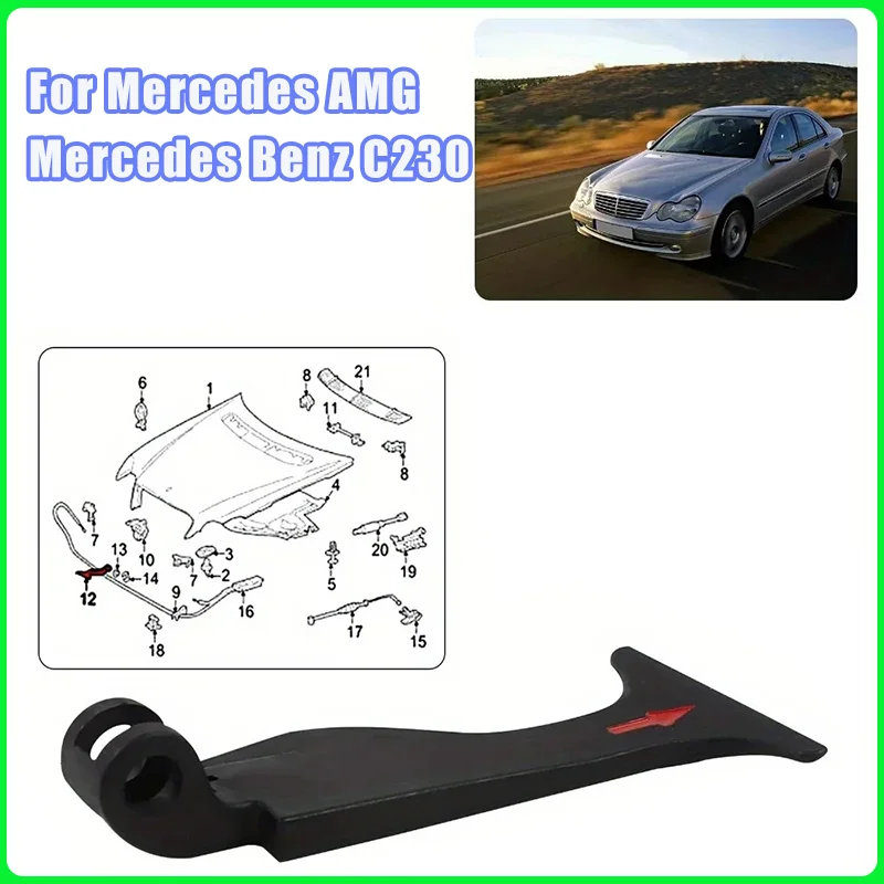 

1PC for Mercedes AMG Mercedes Benz C230 C240 C320 W203 C32 Replaces 2038870427 Hood Release Handle Front Grille Pull Strap