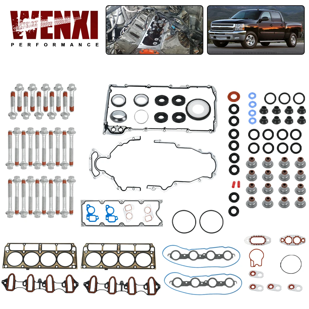 

Полный комплект прокладок головки блока цилиндров с болтами головки ES72220 для 2004-2014 Chevy Silverado Tahoe GMC Sierra Yukon Envoy Buick 4.8L 5.3L