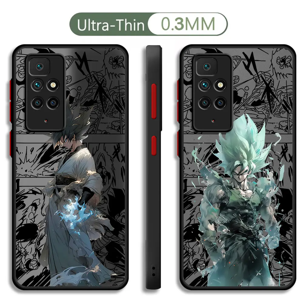 Smoki-kule Son-Gokus etui na telefon do Xiaomi Redmi Note 9 12 13 5G 11S 12S 10S 10 Pro 11 11 12 Hard PC Capa matowe pokrowiec Capa