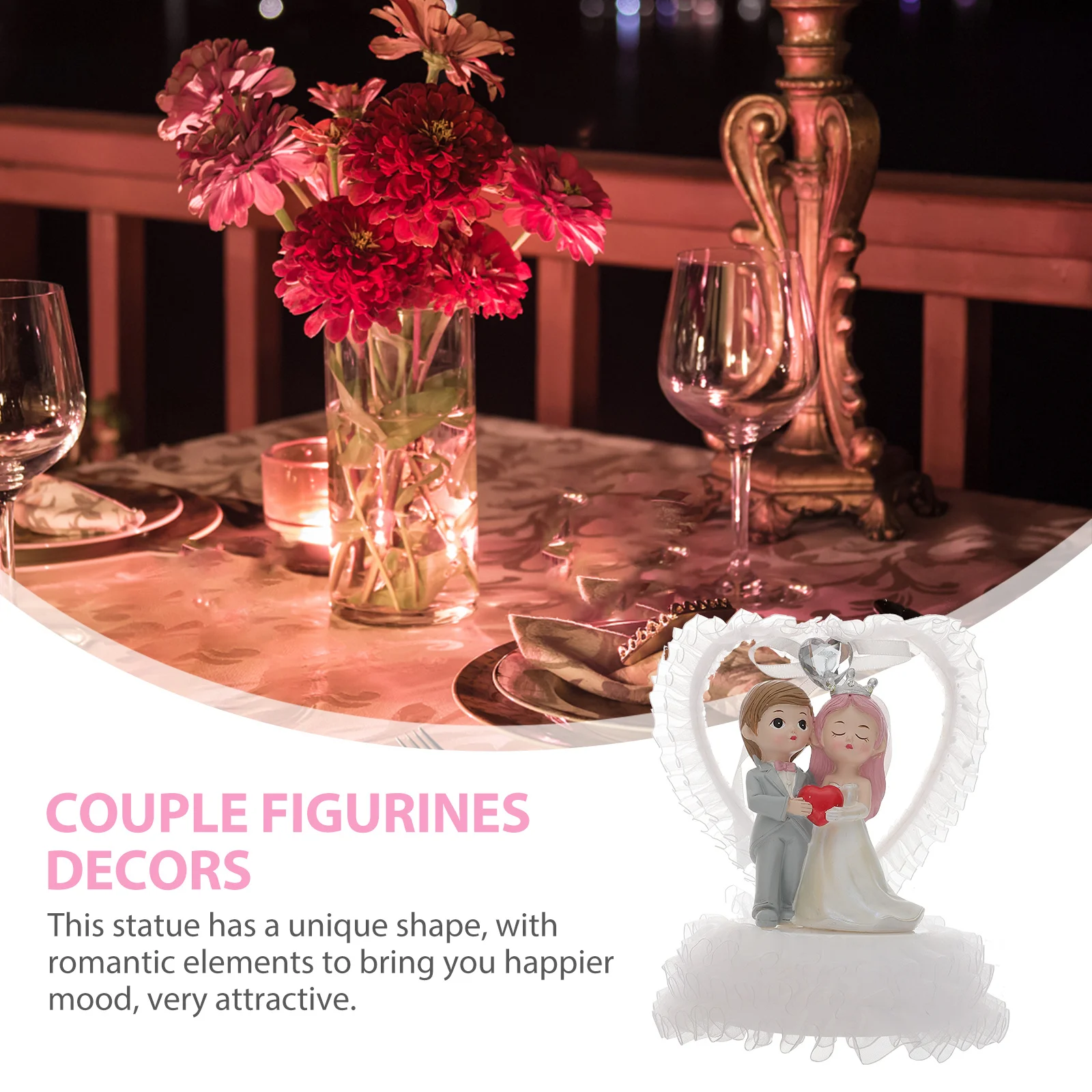 

Bride Groom Statue Resin Couple Decoration Wedding Cake Topper Anniversary Valentine'S Day Gift Party Home Office Decor