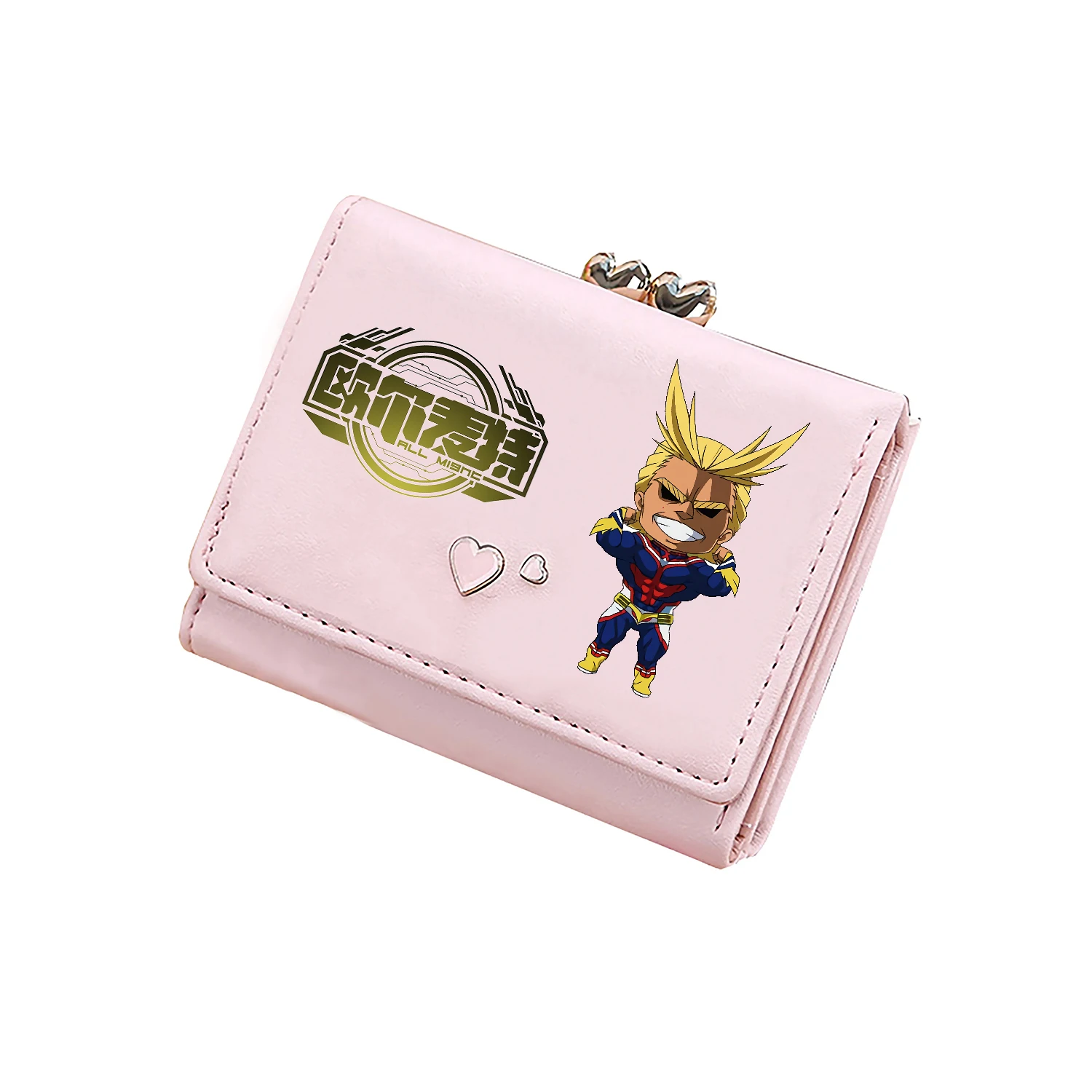 MHA Kawaii Short Wallets Women Pink Coins Purses Anime ID Card Holders Pu Leather Unisex Money Clutch Bags