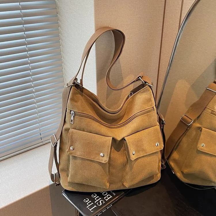 

Versatile Casual Canvas Tote Bag Women's Crossbody Single oulder Bag Multi-Functional Simple Personali All-Match Bag