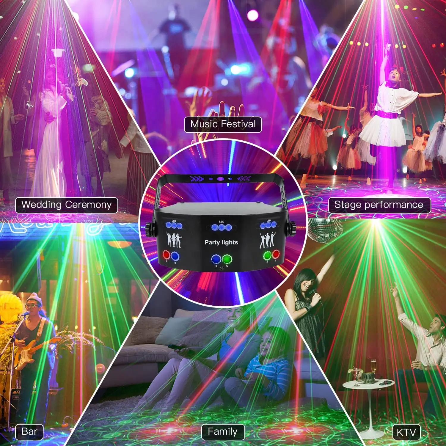 

YSH DJ Lighting Equipment 15-Eyes RGBW 4-в-1 светодиодные сценические лучи для DMX Live Laser Show для рождественских клубных вечеринок, дискотеки