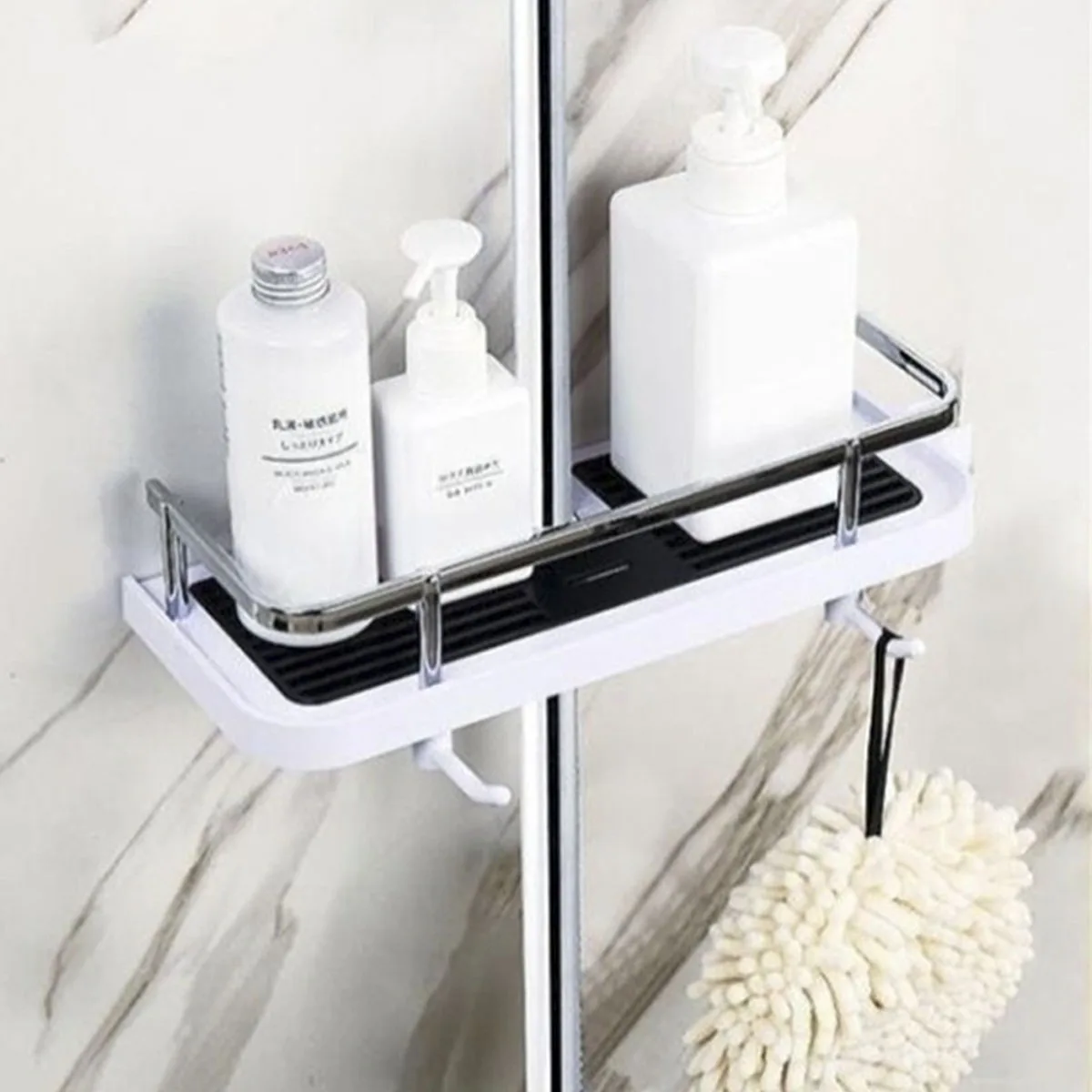 Shower Storage Rack Household Bathroom Lifting Bracket Simple Installation No Drilling, Rustproof Stainless Steel Shower Basket