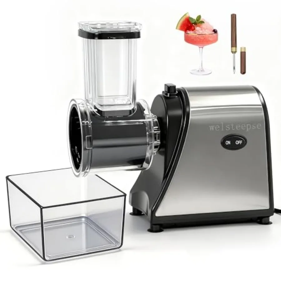 

Snow Cone Machine Shaved Ice Machine for Home and Parties, Stainless Steel Design, Silver, Powerful Motor with Sharp Blades for