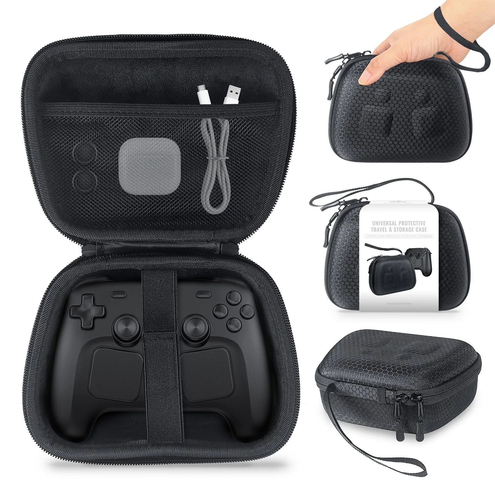 Universal Protective Controller Travel Carrying Case Compatible with Steam Controller 2026 for Xbox/PS/Switch 2 Pro Controller view 2