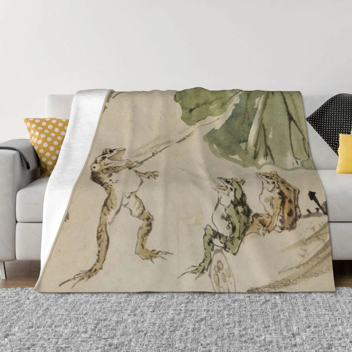 

Frog School - Kawanabe Kyosai Throw Blanket warm for winter Luxury Throw For Sofa Thin Sofa Quilt Blankets