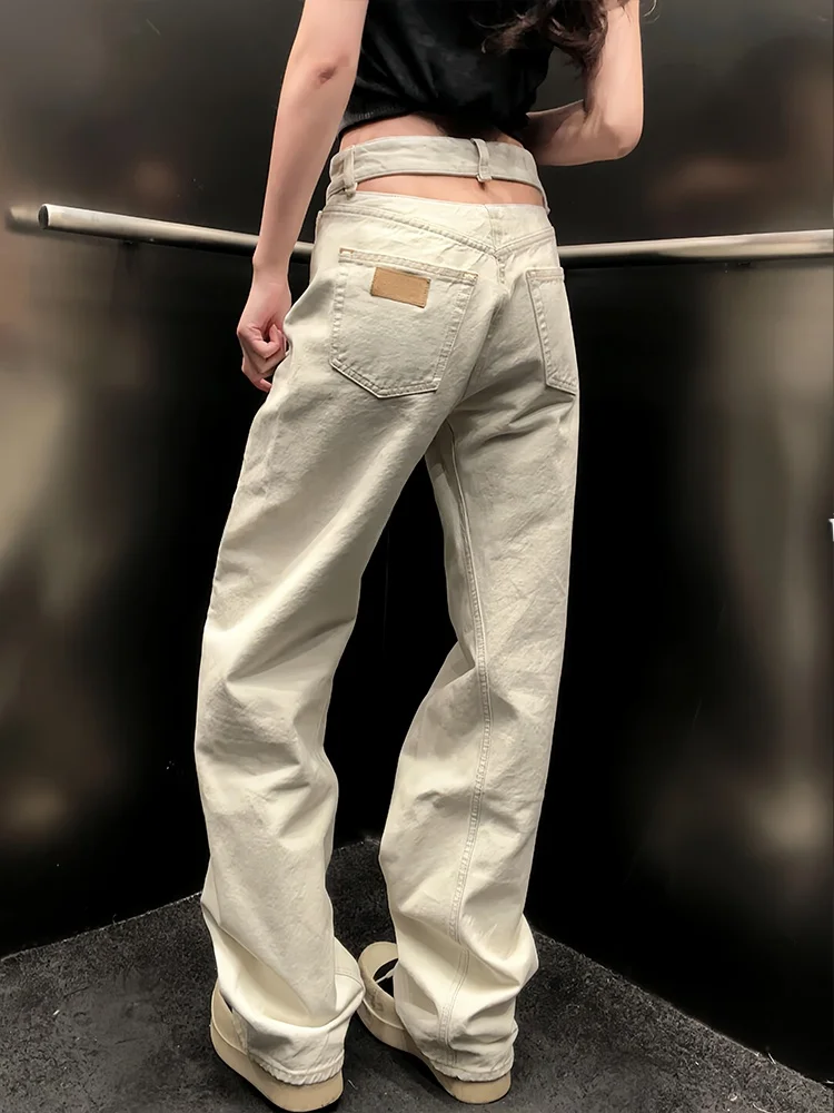 

Американские свободные джинсы в стиле кэжуал для женщин, летняя новинка, с высокой талией, с вырезами, длиной в пол, прямые джинсы