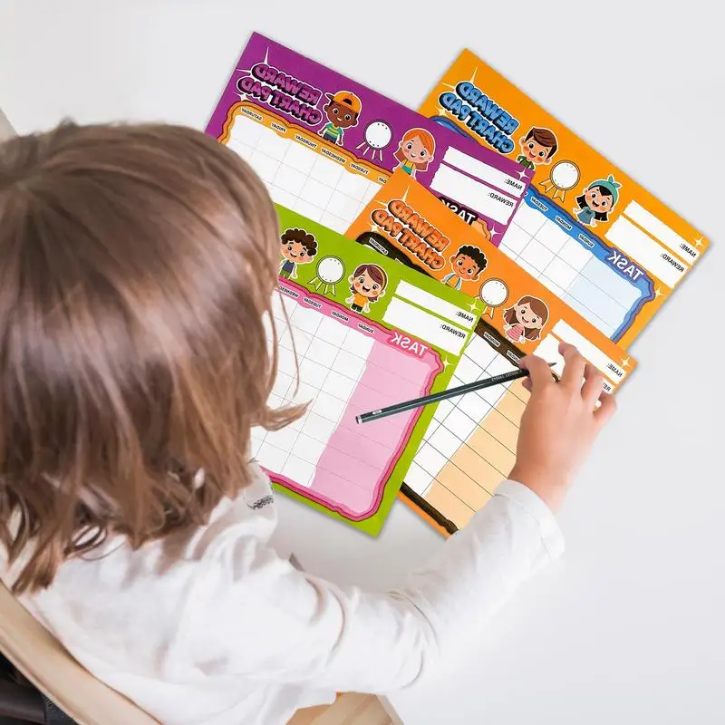 유아 보상 차트 어린이를 위한 재사용 가능한 인센티브 차트 변기 훈련을 위한 교육용 홈스쿨 용품 집안일 추적